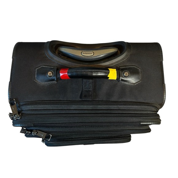 Travelpro Luggage Black 4 Wheels Powerscope Leather Handle Canvas Carry On Bag - Picture 12 of 16